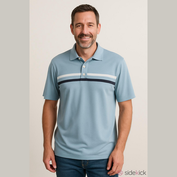 Bolle Golf Men's Large Short Sleeve Blue Golf Polo Shirt - Picture 3 of 7